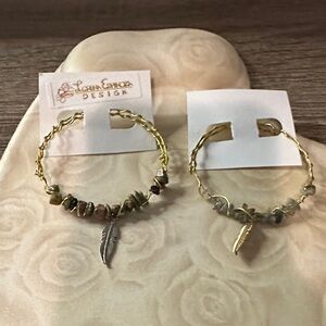Lorena Espinoza Design Gold and Green Beaded Earrings